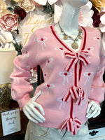 Pink Cardigan with Ribbon bow detail