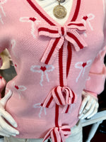 Pink Cardigan with Ribbon bow detail