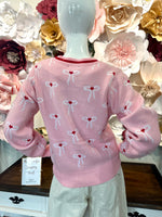 Pink Cardigan with Ribbon bow detail