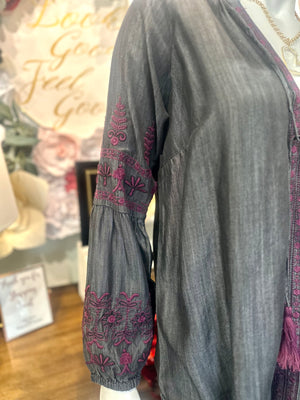 Grey Wash Embroidered Tunic