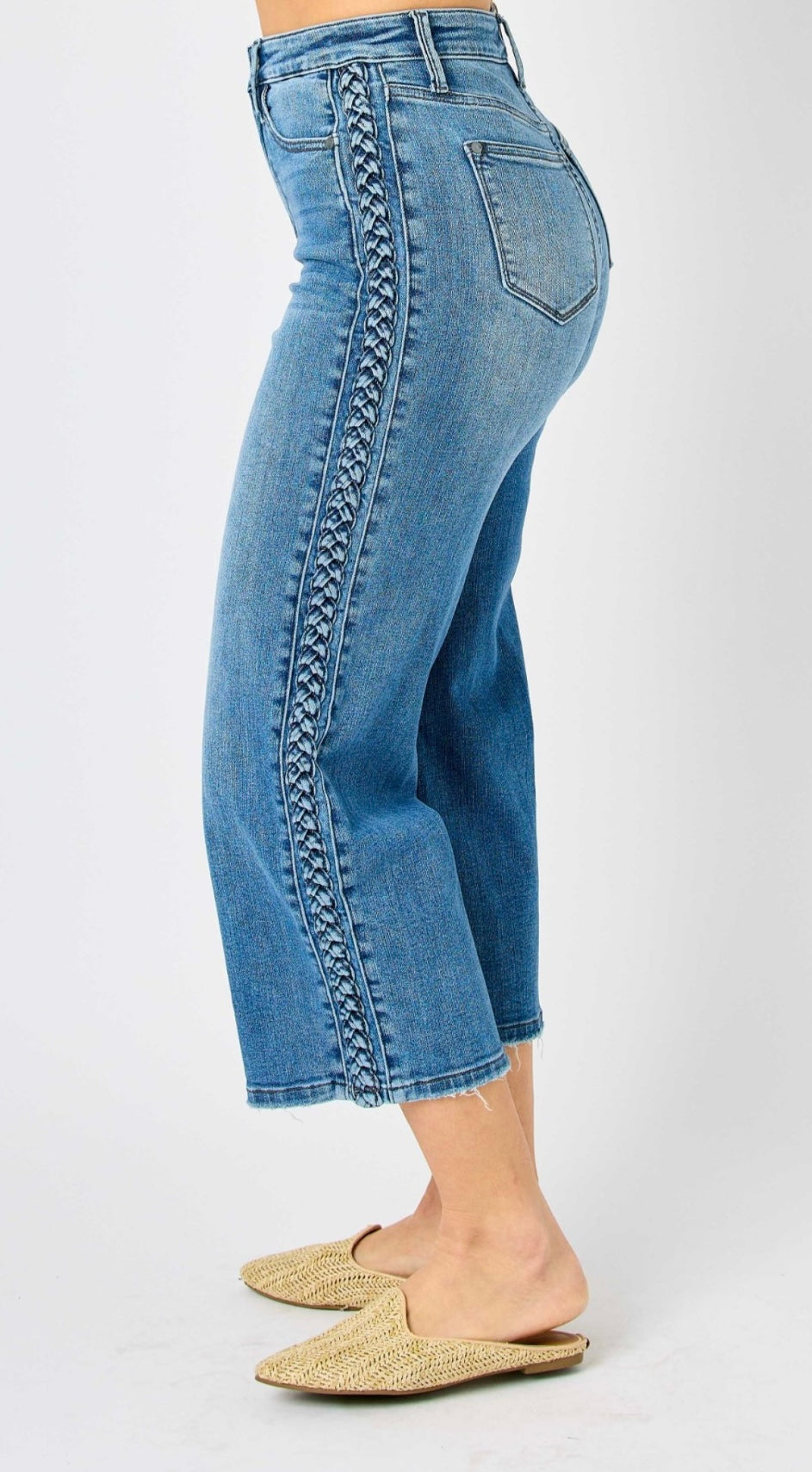 Judy Blue Braid Crop Wide Leg