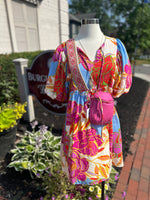 Flower Print Dress with balloon sleeves