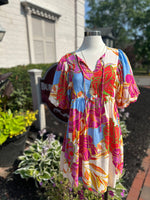 Flower Print Dress with balloon sleeves