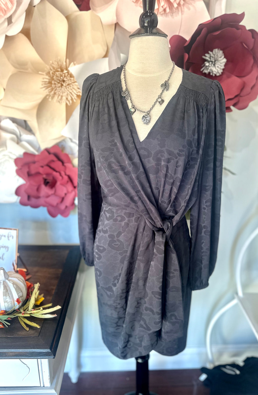 Charcoal V-Neck Dress