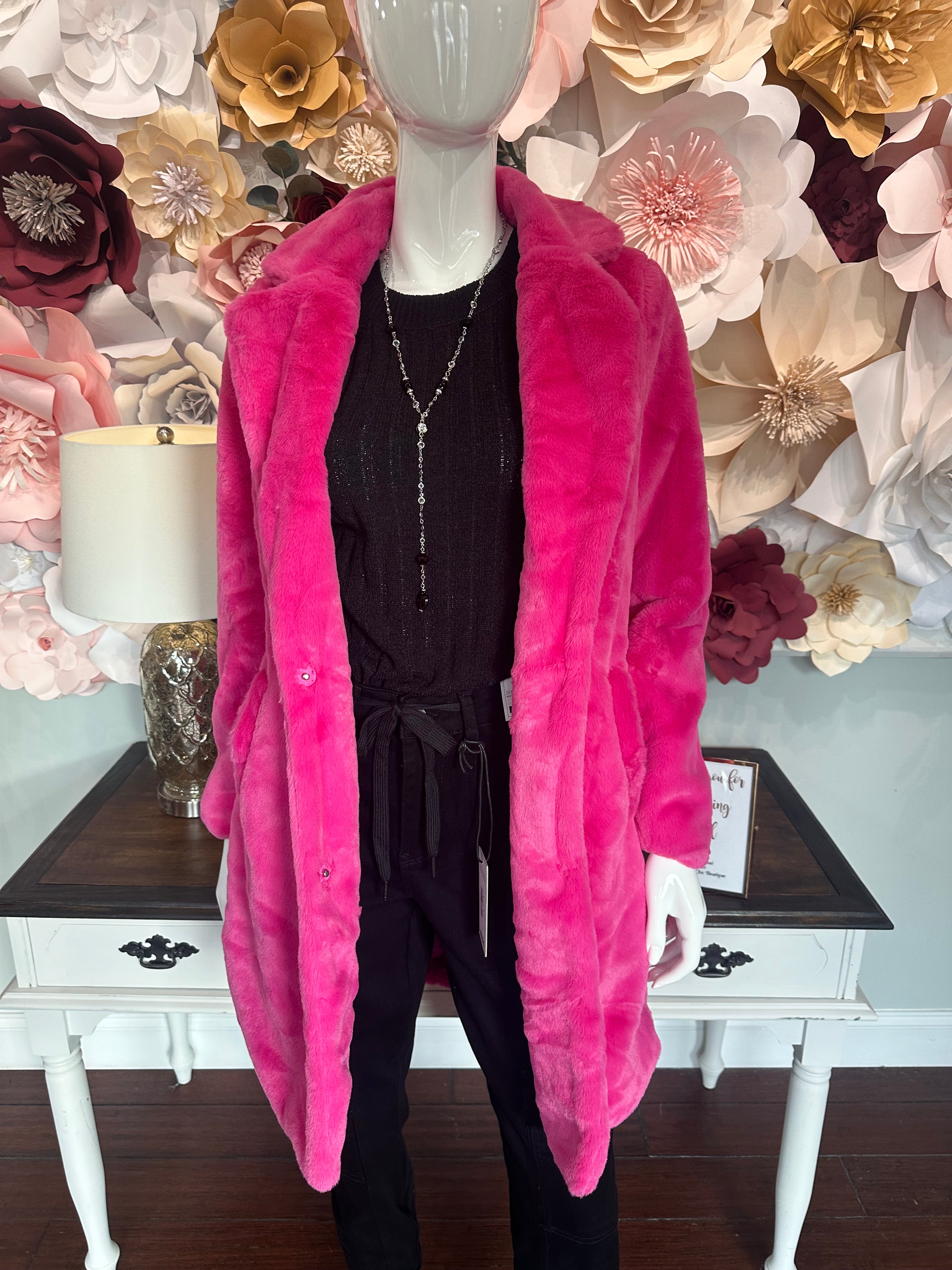 Berry Pink Teddy Coat