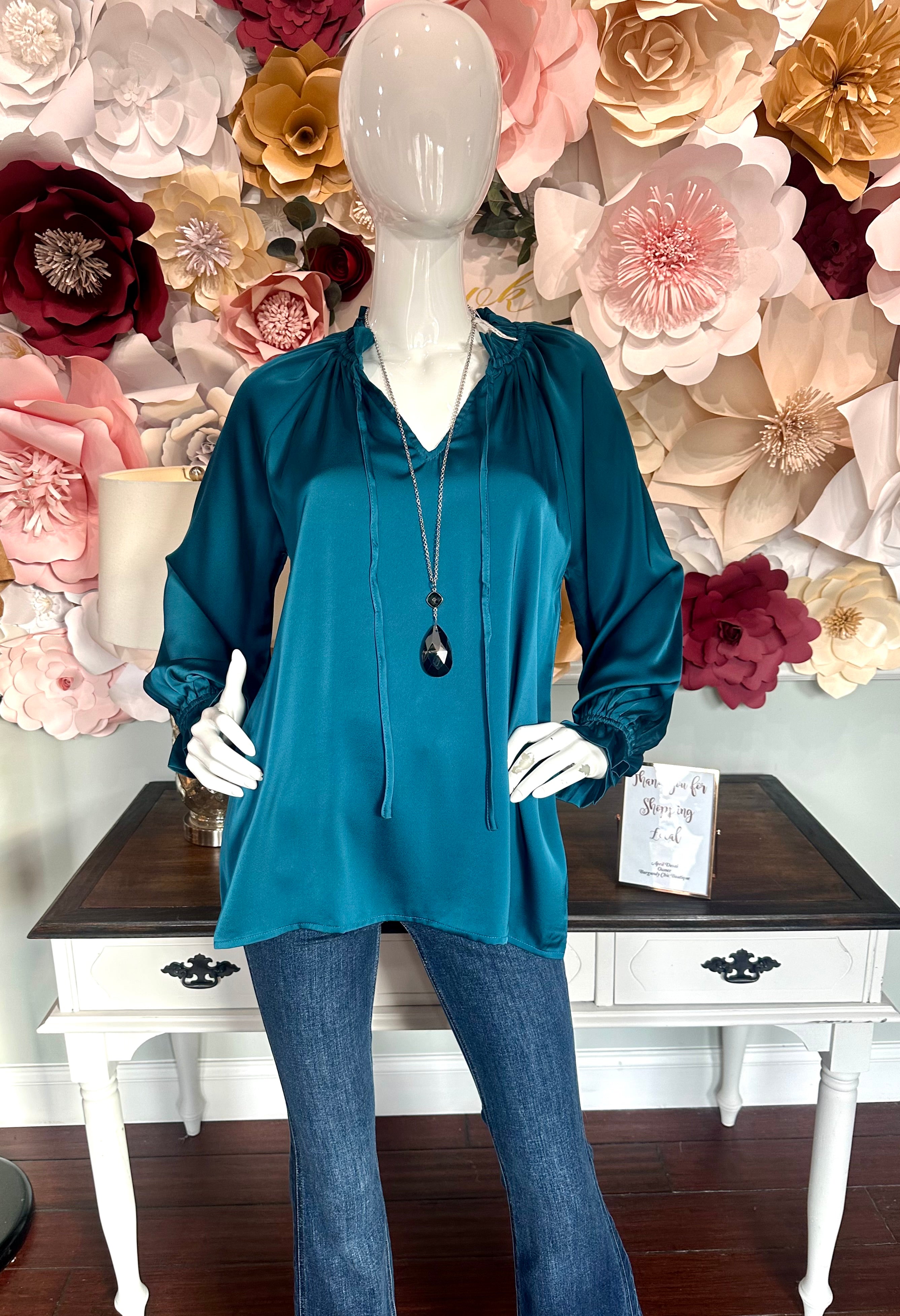 Teal Satin Top