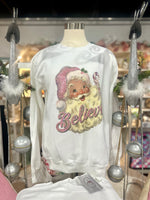 White Spangle Pink Santa Believe