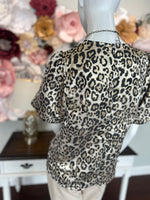 Gold/Black Animal Print Bubble Sleeve Top