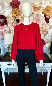 Red Pleated Top