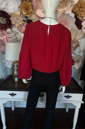 Red Pleated Top