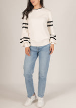 Ivory/Black Scalloped Trim Sweater